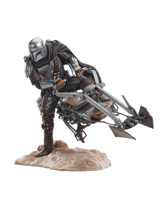 STAR WARS PREMIER COLL DIN DJARIN W/SPEEDER BIKE STATUE