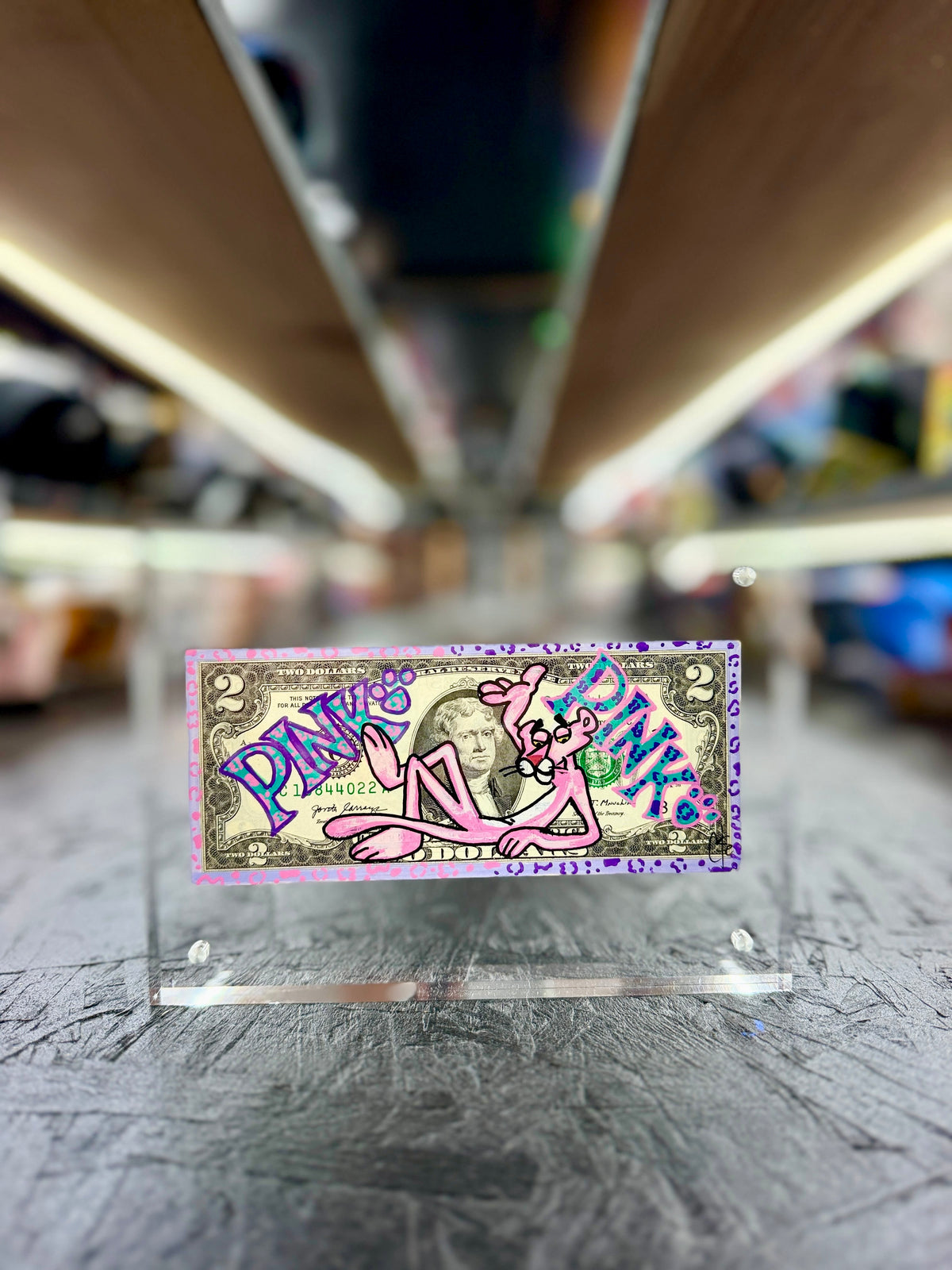 Pink Panther $2 Dollar Bill Art 11.5
