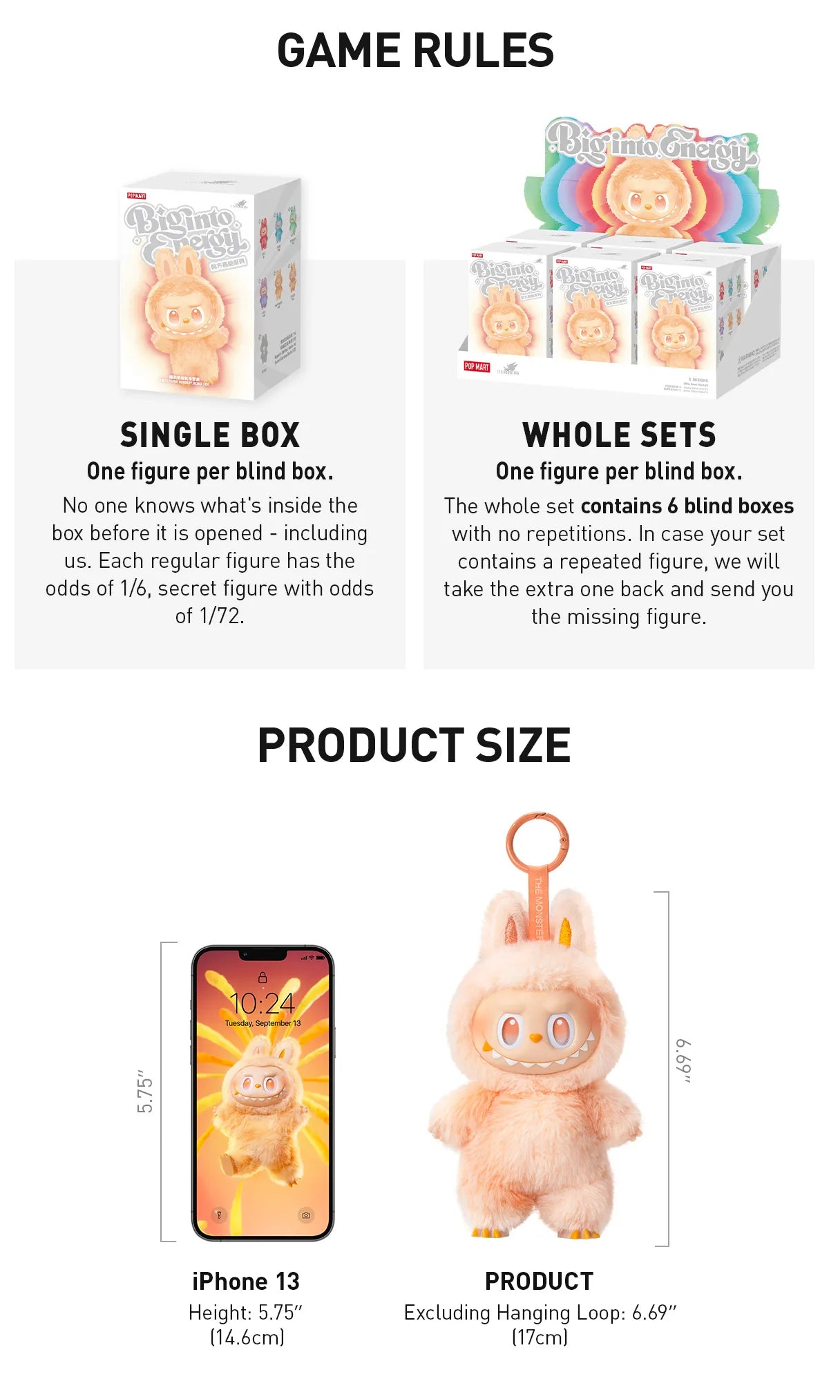 Labubu 100% Authentic THE MONSTERS Big into Energy Series-Vinyl Plush Pendant Blind Box