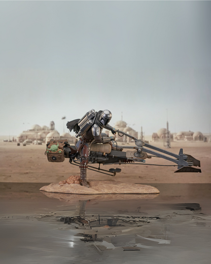 STAR WARS PREMIER COLL DIN DJARIN W/SPEEDER BIKE STATUE