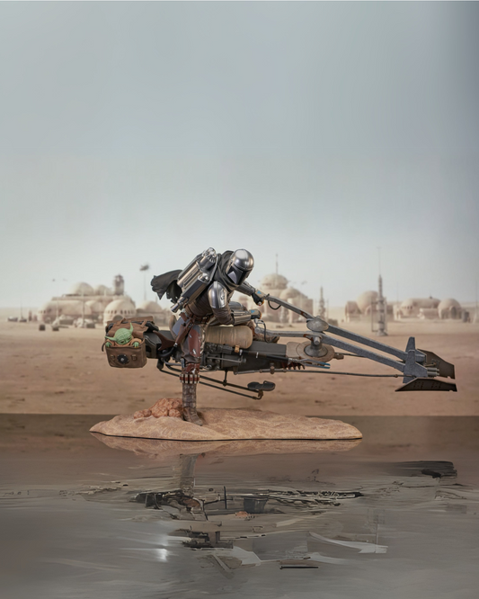 STAR WARS PREMIER COLL DIN DJARIN W/SPEEDER BIKE STATUE