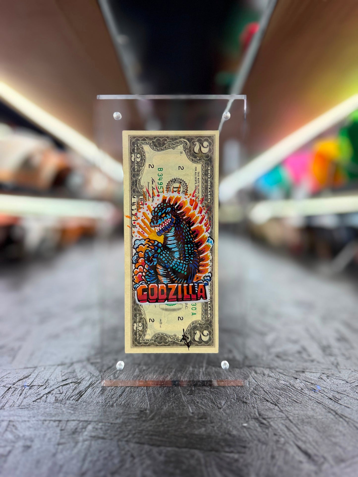 Godzilla $2 Dollar Bill Art 2.0