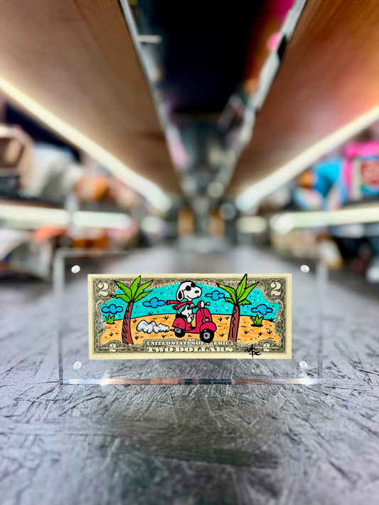 Snoopy $2 Dollar Bill Art 15.9