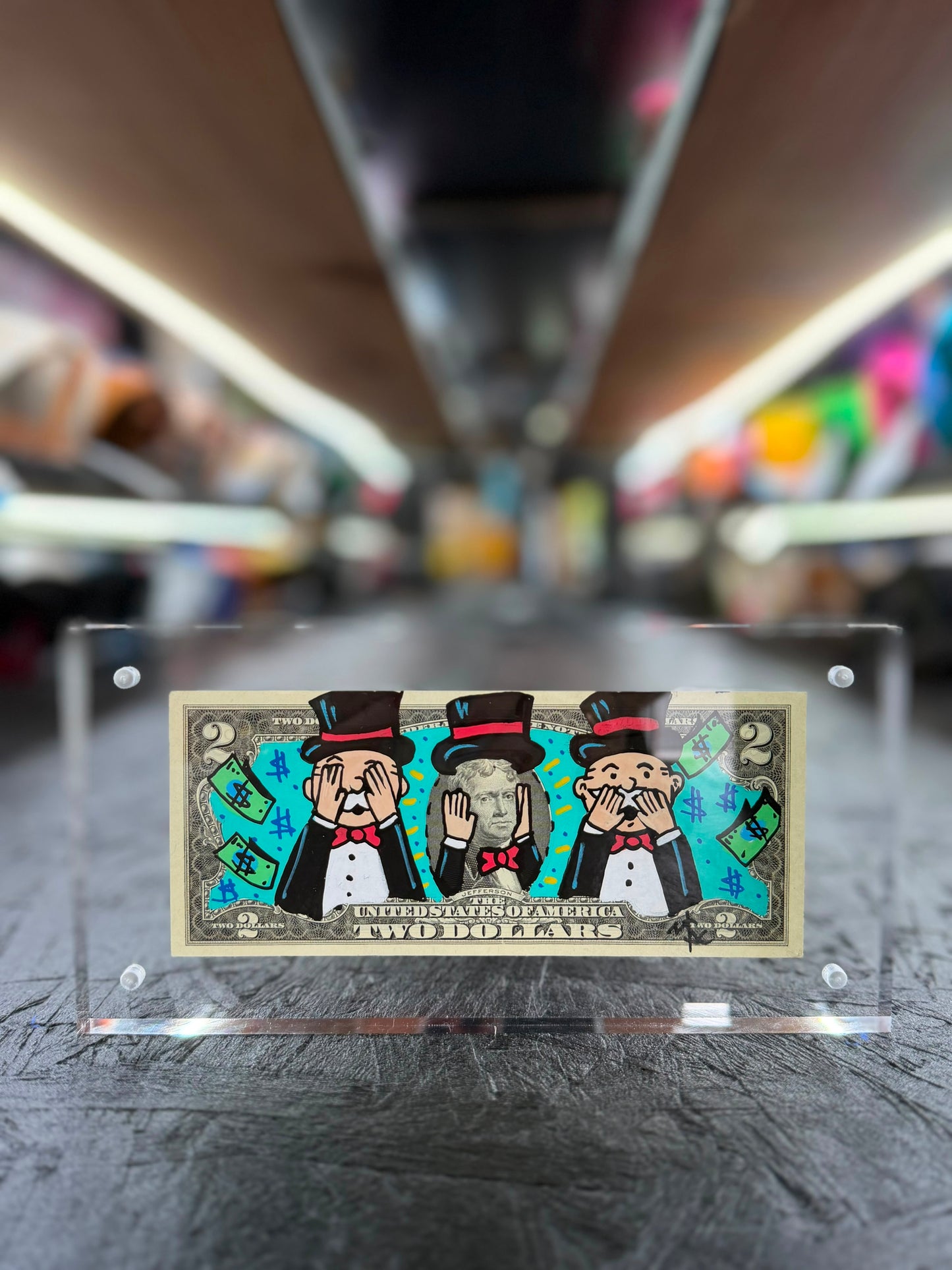 Mr Monopoly $2 Dollar Bill Art 17.0