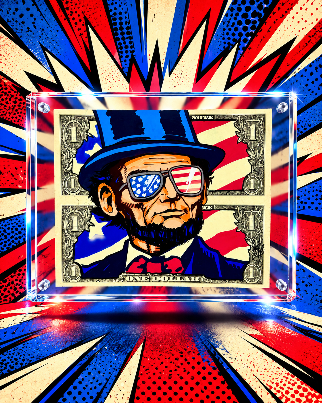 Abraham Uncut $1 Dollar Bill Art