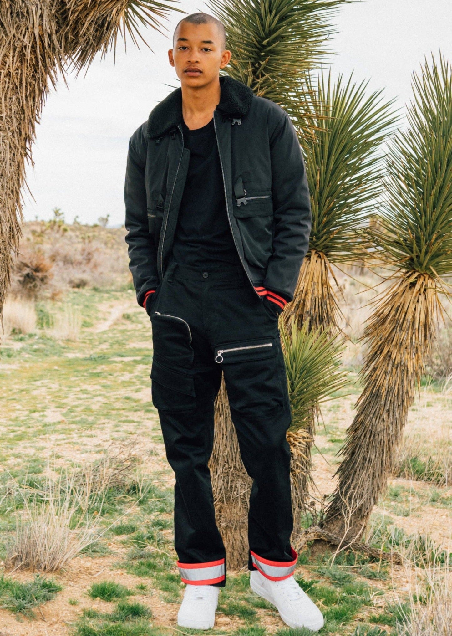 Konus Men's Sherpa Collar MA2 Jacket in Black