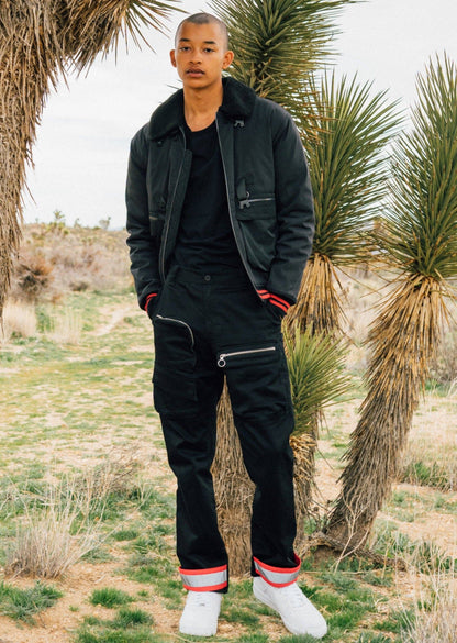 Konus Men's Sherpa Collar MA2 Jacket in Black