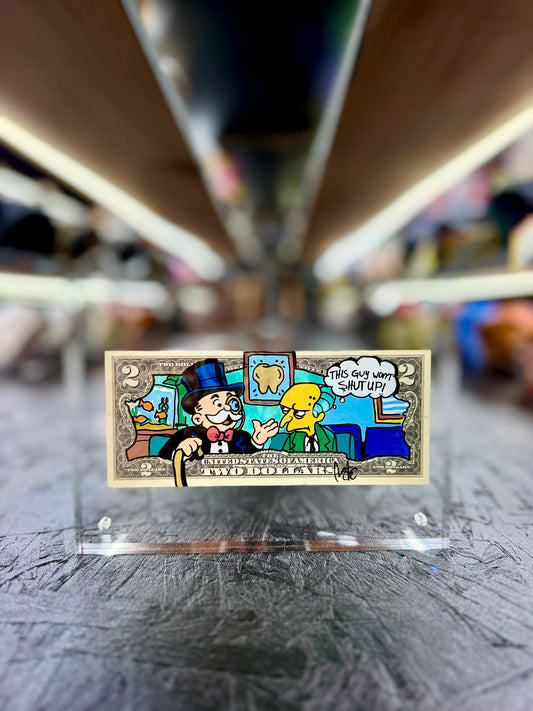 Mr Monopoly $2 Dollar Bill Art 53.5