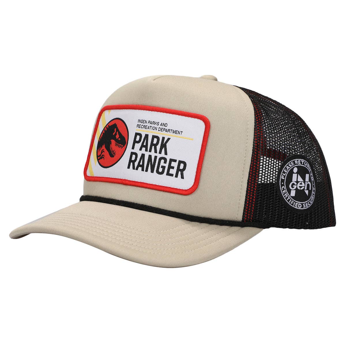 Jurassic Park Ingen Park Ranger Men's Tan Foam Trucker Hat - Shop Cool Tricks