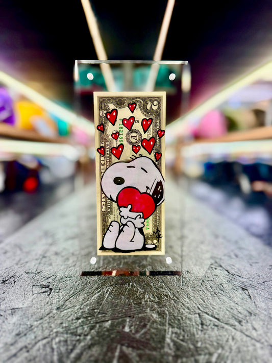 Snoopy $2 Dollar Bill Art 10.4