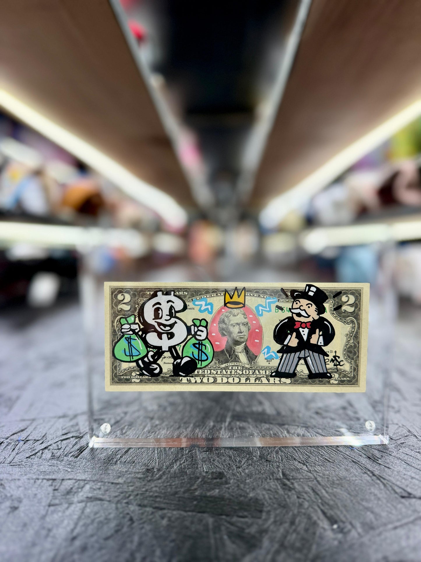 Mr Monopoly $2 Dollar Bill Art 10.7