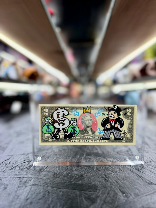Mr Monopoly $2 Dollar Bill Art 10.7