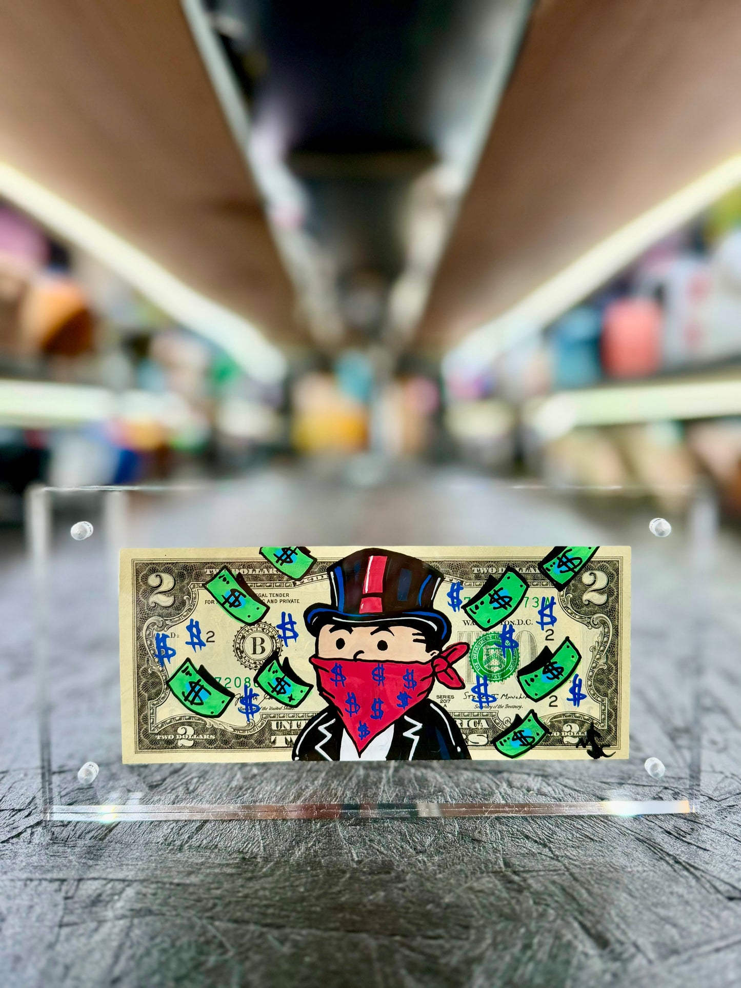 Mr Monopoly $2 Dollar Bill Art 14.6