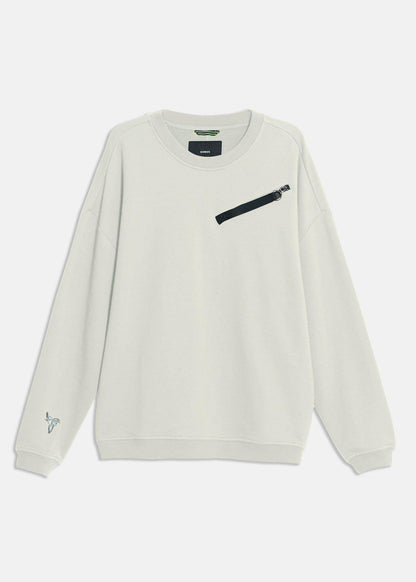 Men's Zipper Chest Pocket Sweatshirt in  in Off White