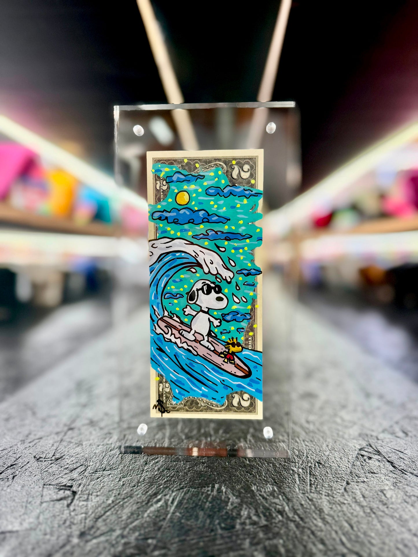 Snoopy Joe Cool $2 Dollar Bill Art 10.9