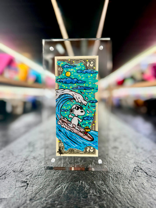 Snoopy Joe Cool $2 Dollar Bill Art 10.9