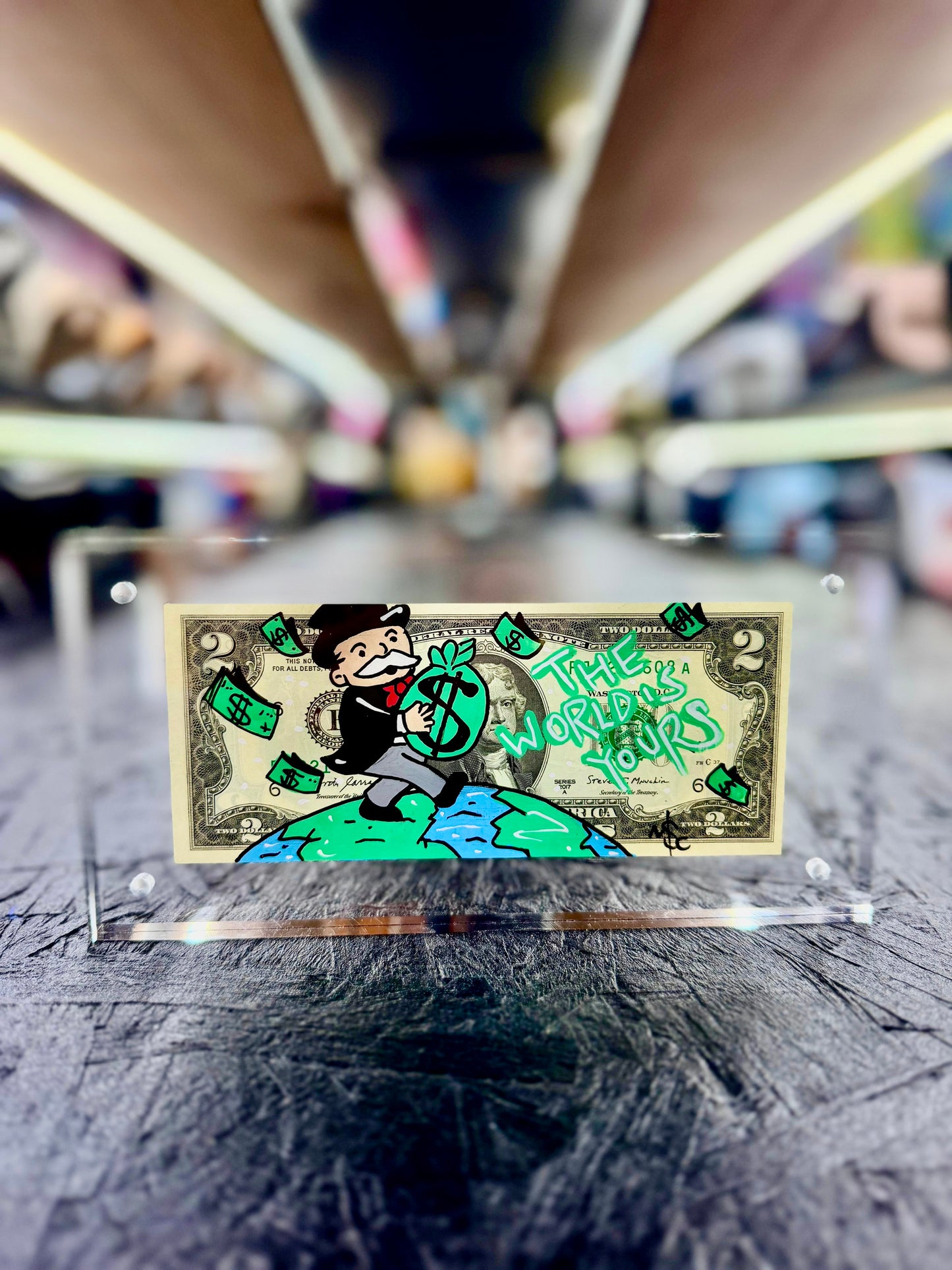 Mr Monopoly $2 Dollar Bill Art 12.2