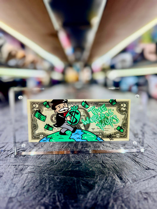 Mr Monopoly $2 Dollar Bill Art 12.2