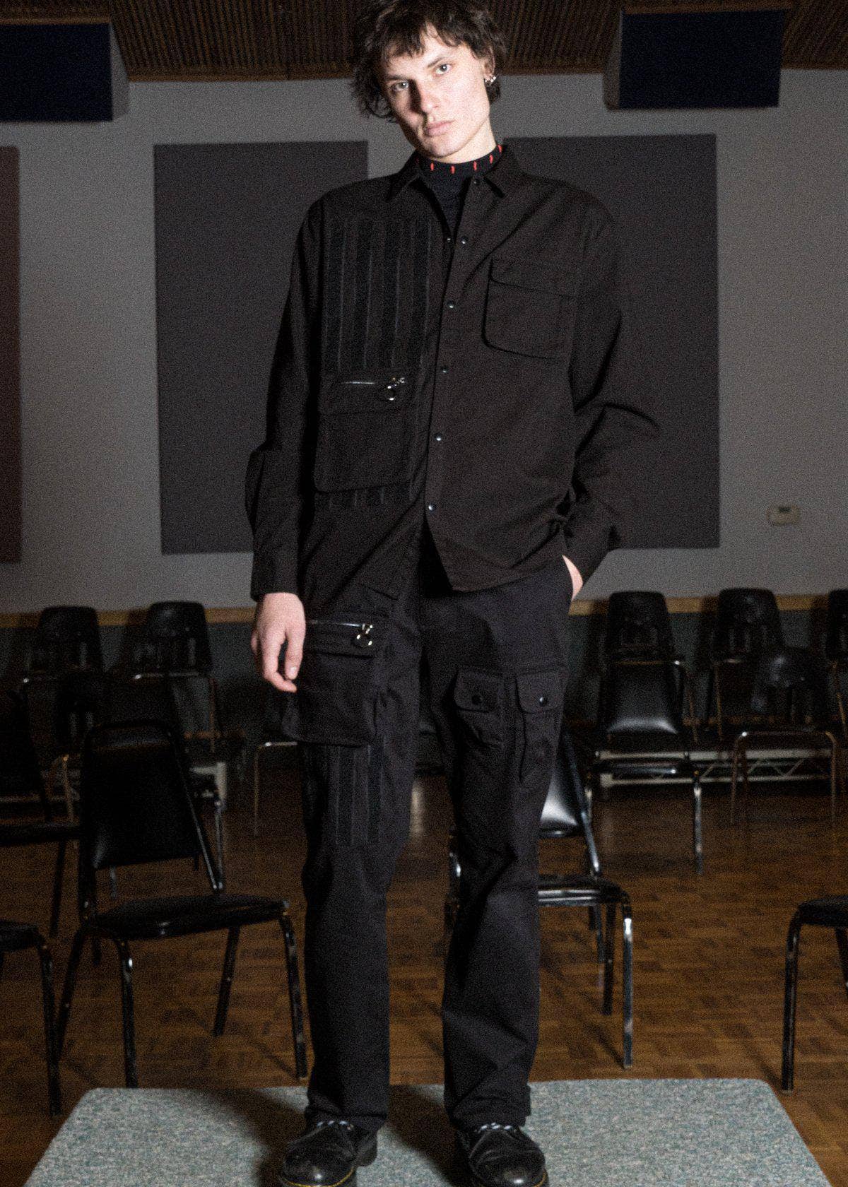 Konus Men's Canvas Shirt With Bellow Pockets in Black