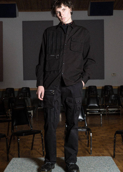 Konus Men's Canvas Shirt With Bellow Pockets in Black