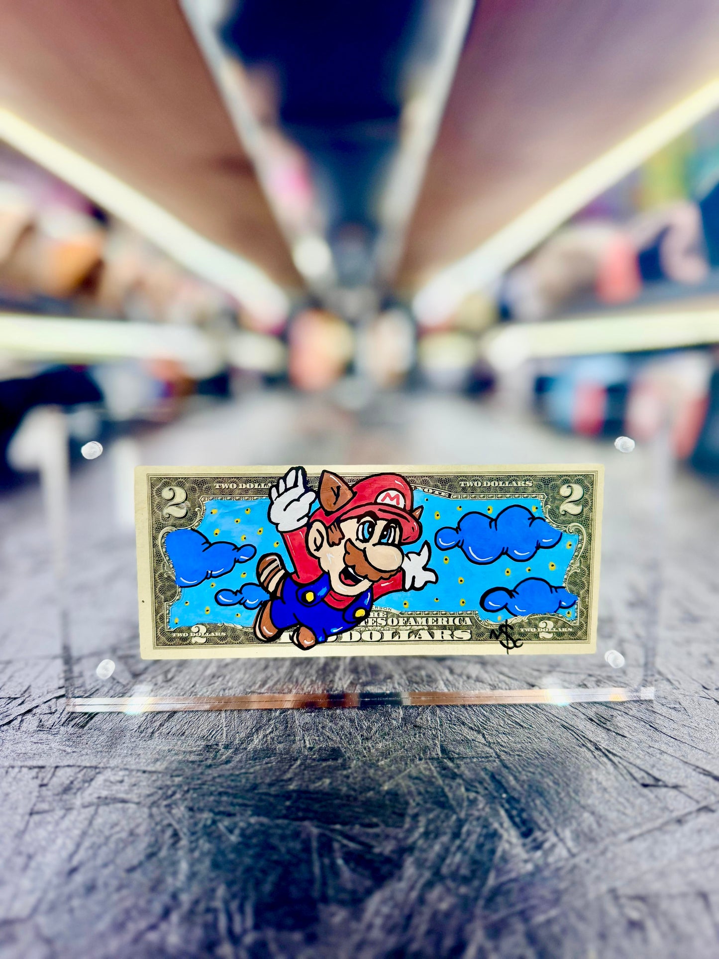 Mario Bros $2 Dollar Bill Art