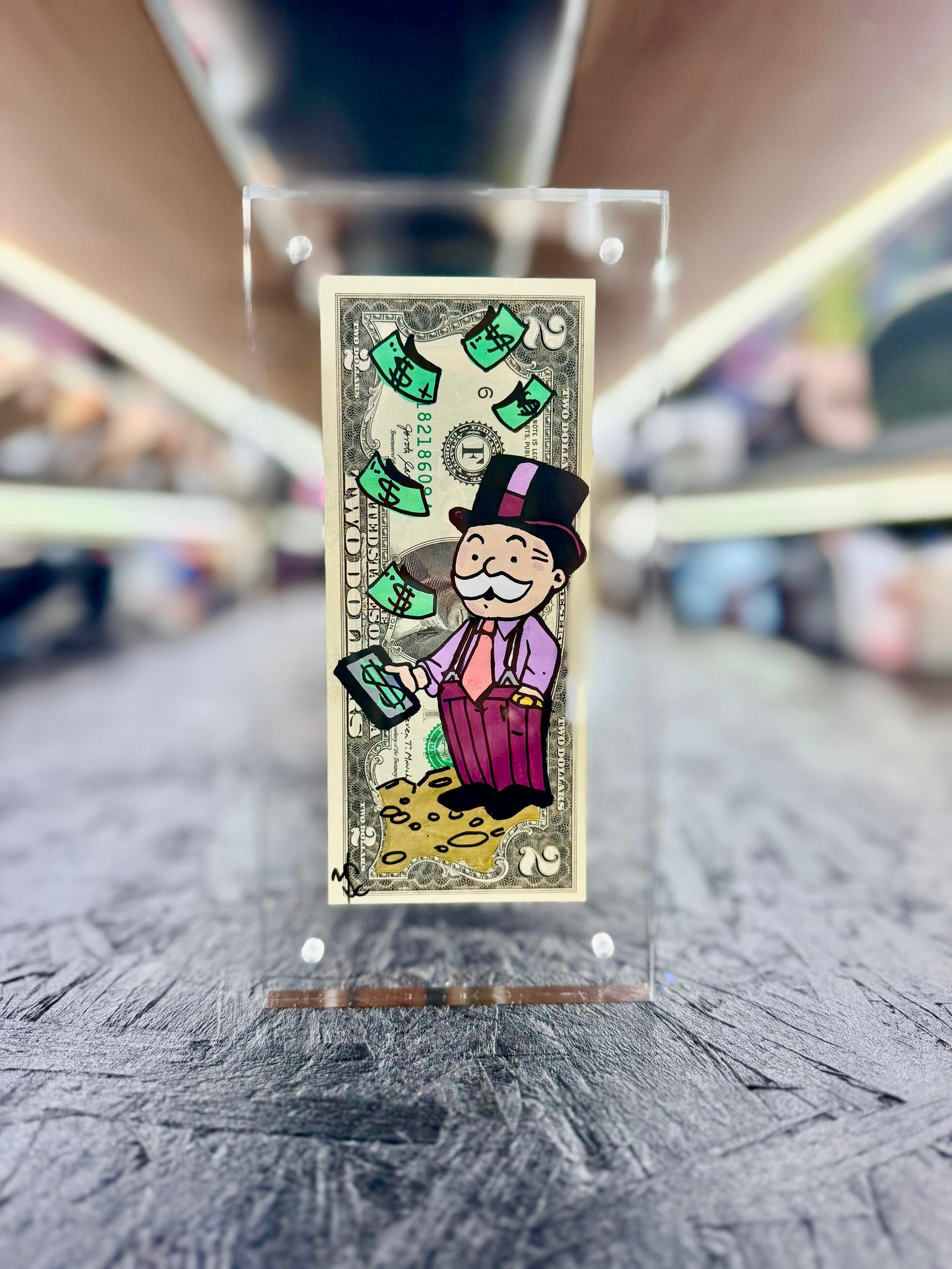 Mr Monopoly $2 Dollar Bill Art 12.1