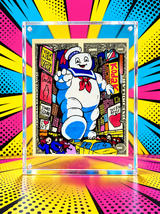 Stay Puft Marshmallow Man Uncut $1 Dollar Bill Art