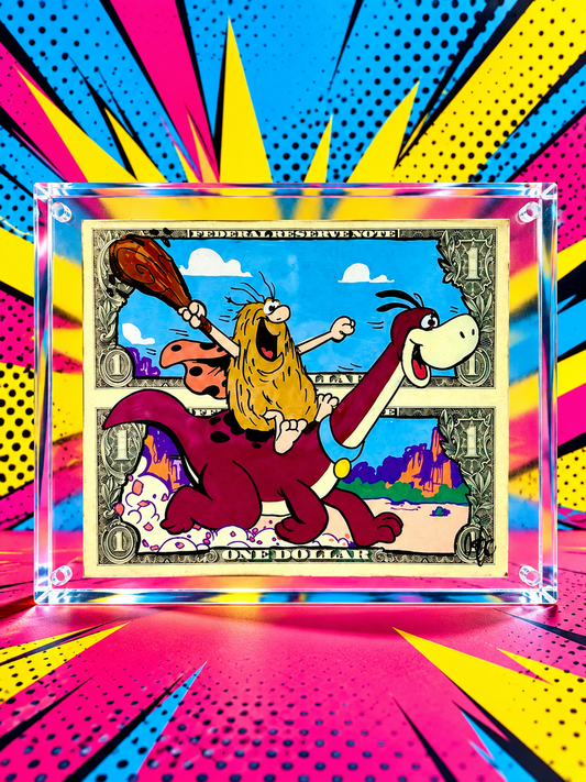 Captain Caveman Uncut $1 Dollar Bill Art
