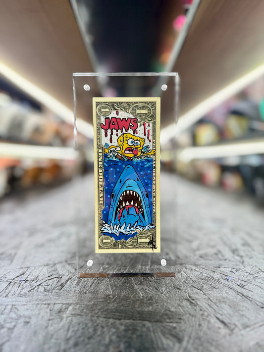 Jaws & SpongeBob $1 Dollar Bill Art 11.4