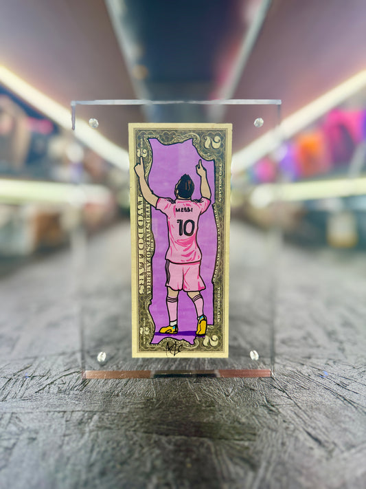 Messi Inter Miami $2 Dollar Bill Art 10.5