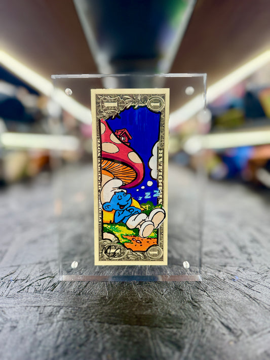 The Smurfs (Lazy Smurf) $1 Dollar Bill Art 3.0