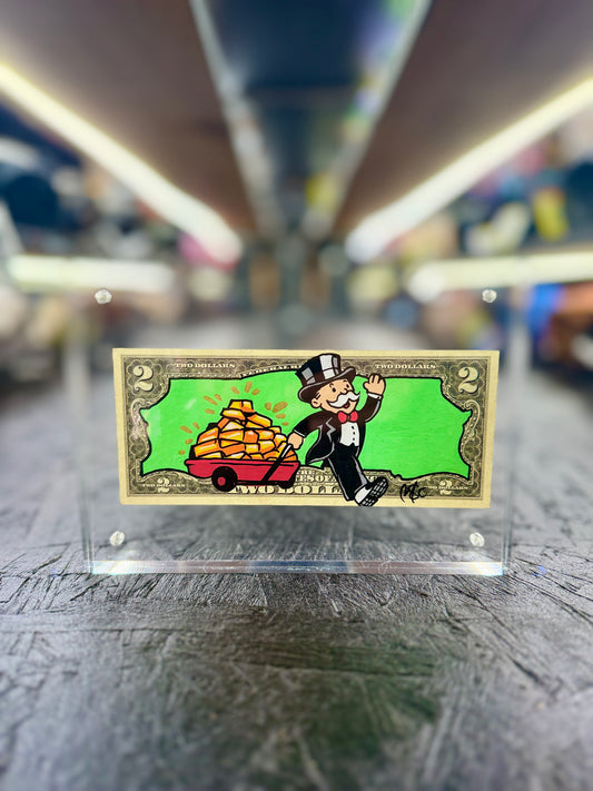 Mr Monopoly $2 Dollar Bill Art 53.8