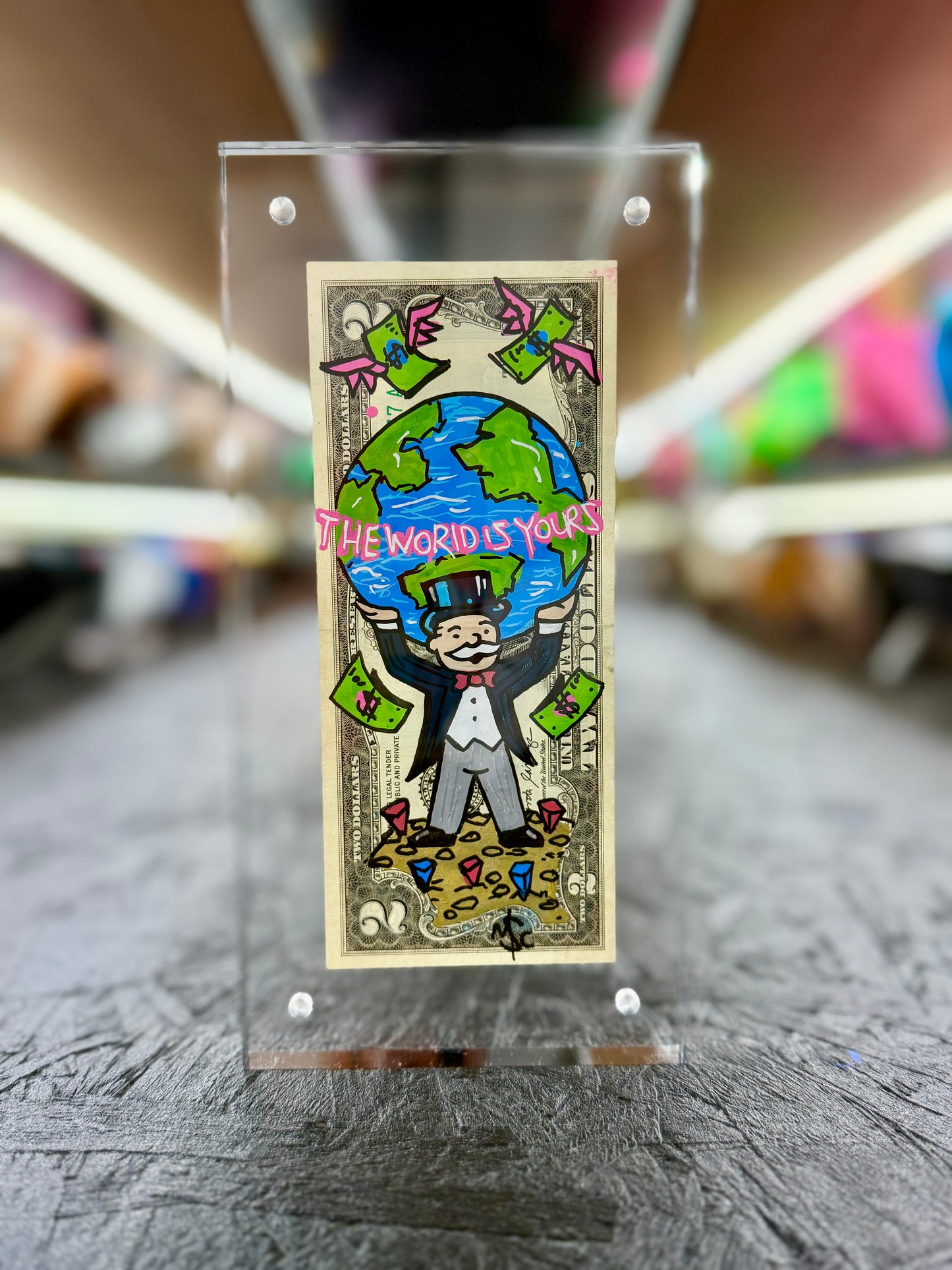 Mr Monopoly $2 Dollar Bill Art 18.5