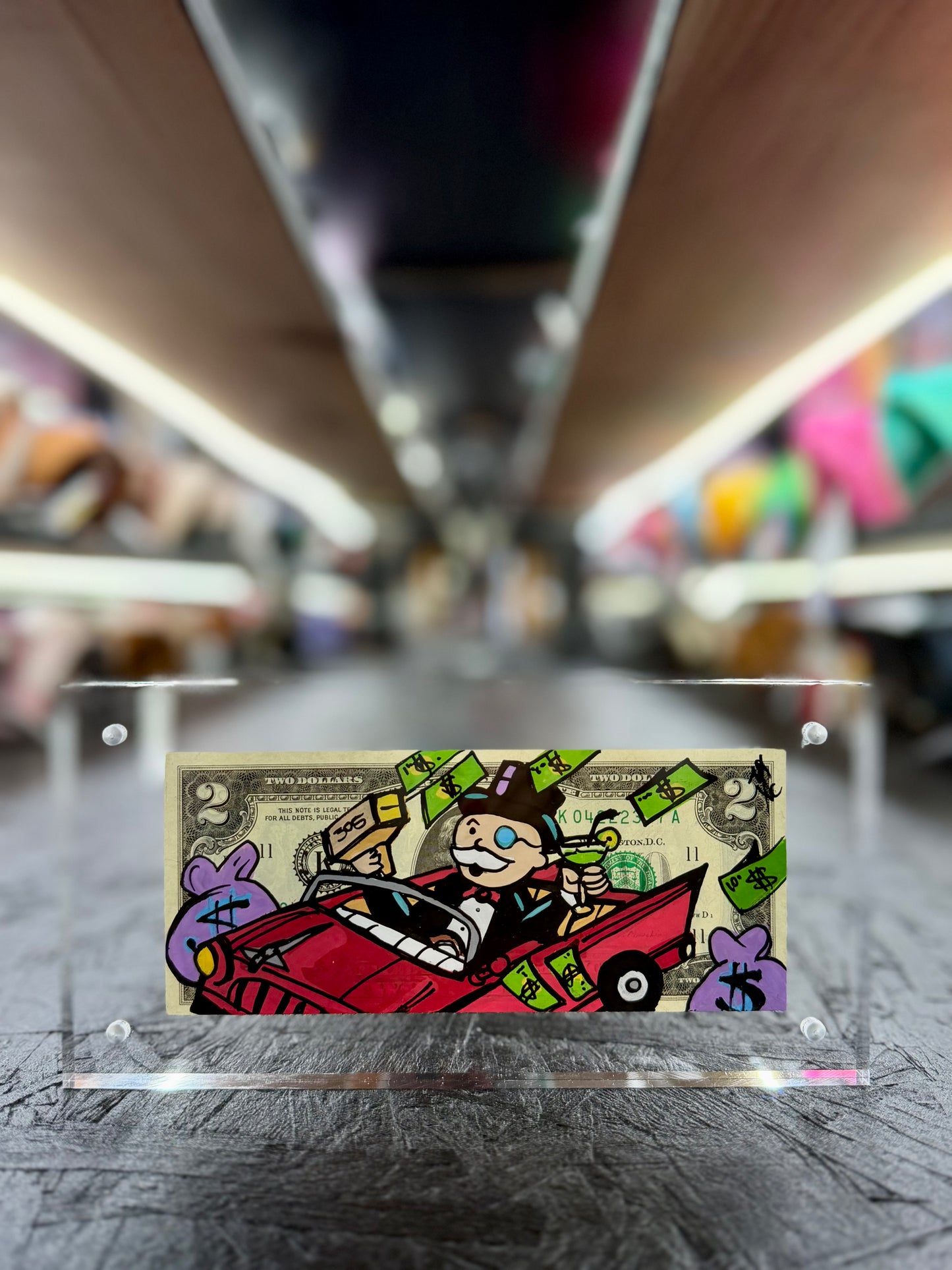 Mr Monopoly $2 Dollar Bill Art 18.6