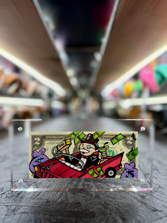 Mr Monopoly $2 Dollar Bill Art 18.6