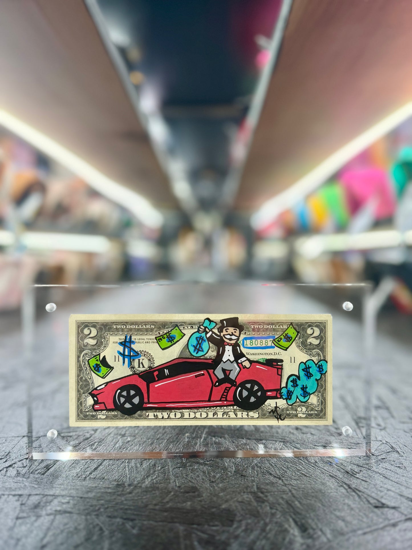 Mr Monopoly $2 Dollar Bill Art 18.8