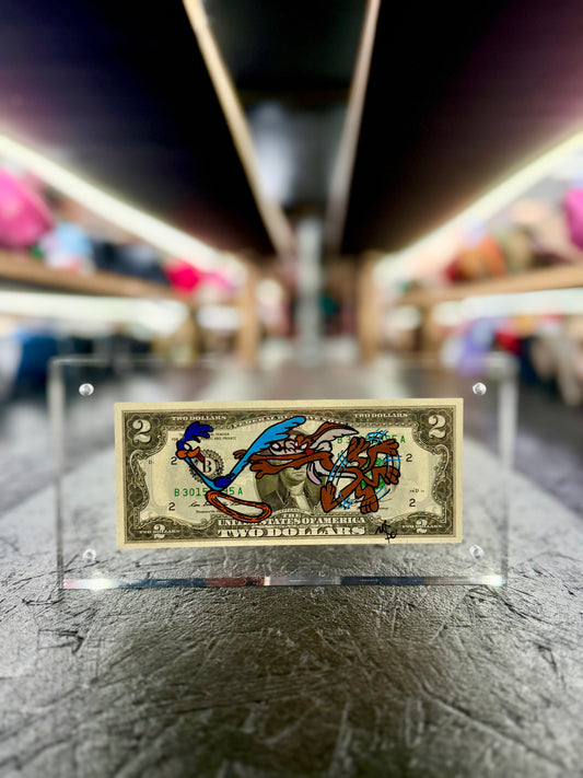 Willie & Road Runner $2 Dollar Bill Art 5.0