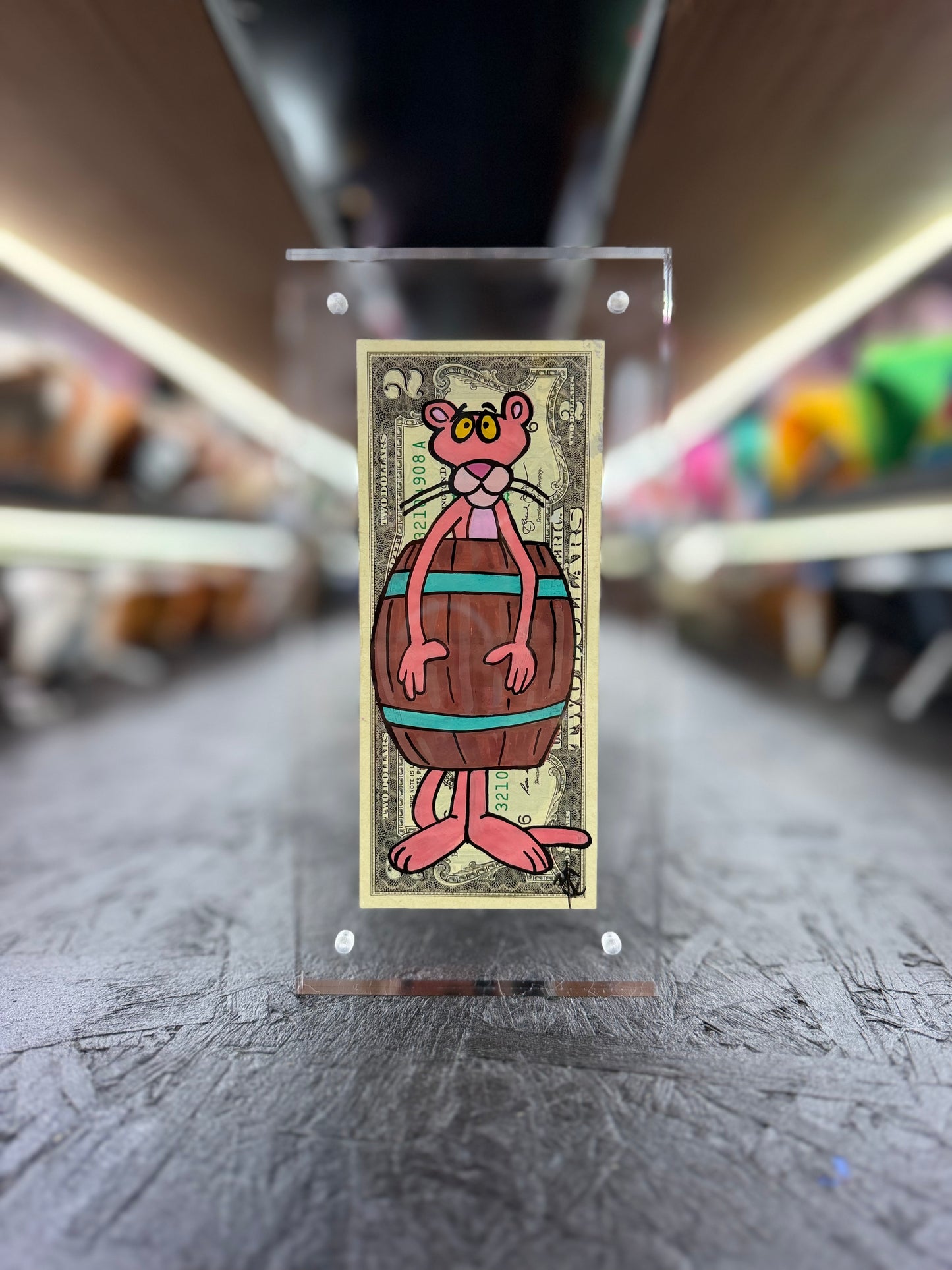 Pink Panther $2 Dollar Bill Art 10.5