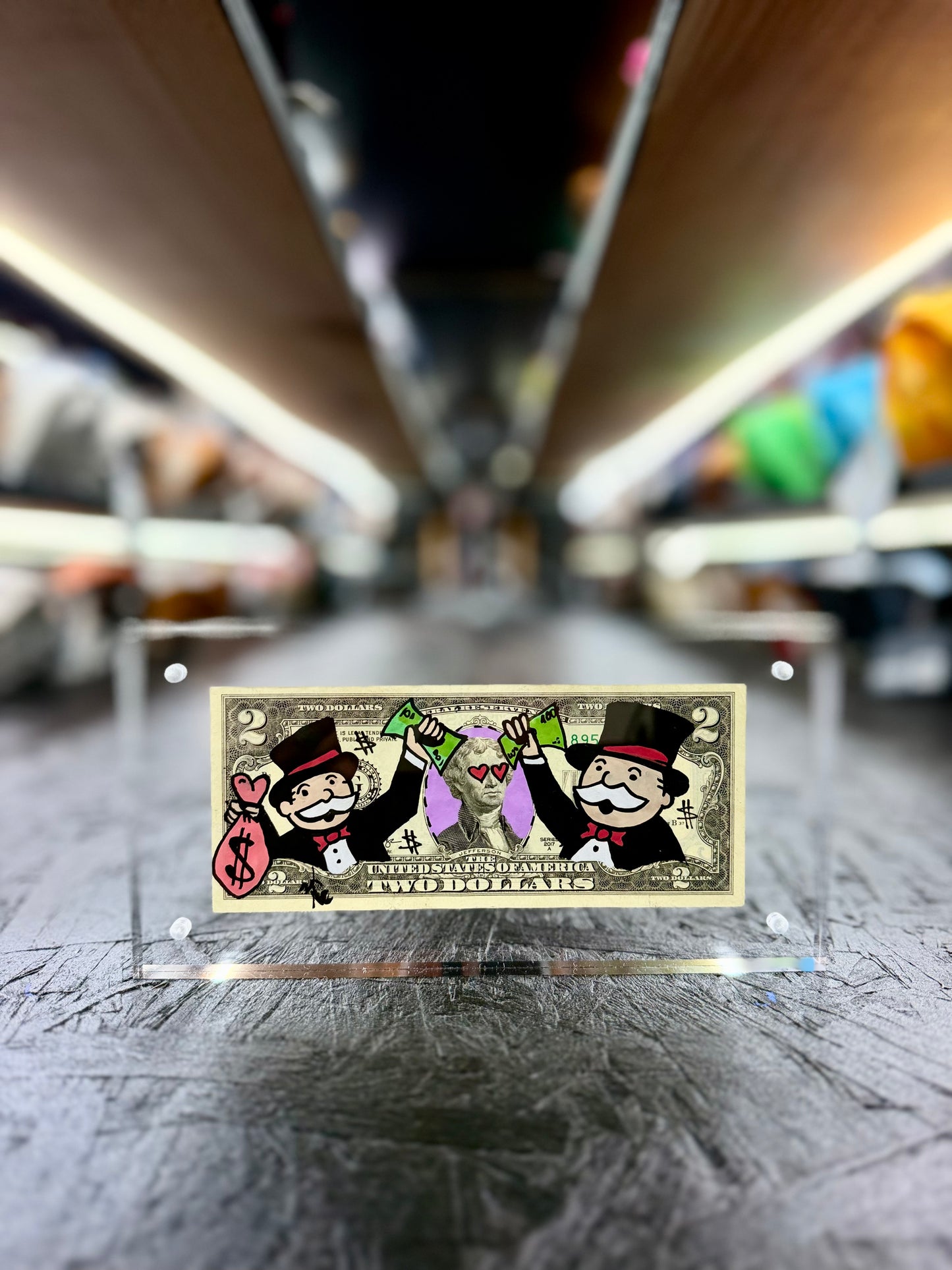 Mr Monopoly  $2 Dollar Bill Art 32.6