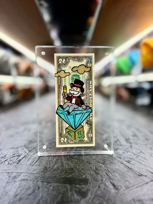 Mr Monopoly  $2 Dollar Bill Art 32.8