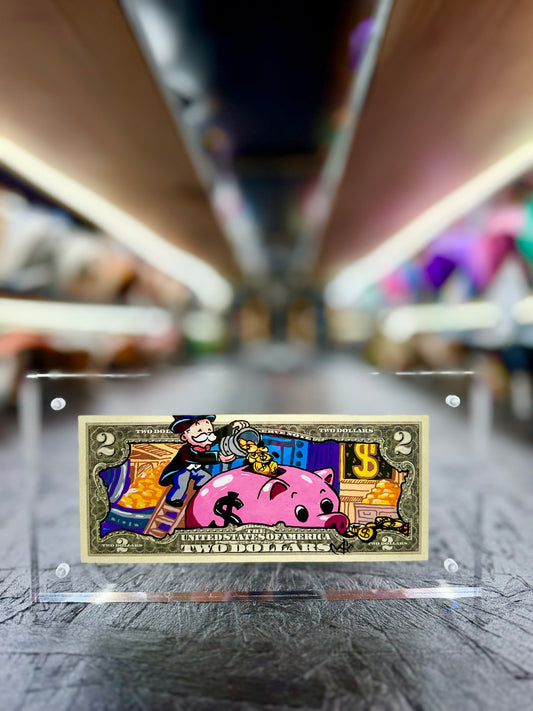 Mr Monopoly $2 Dollar Bill Art 34.3
