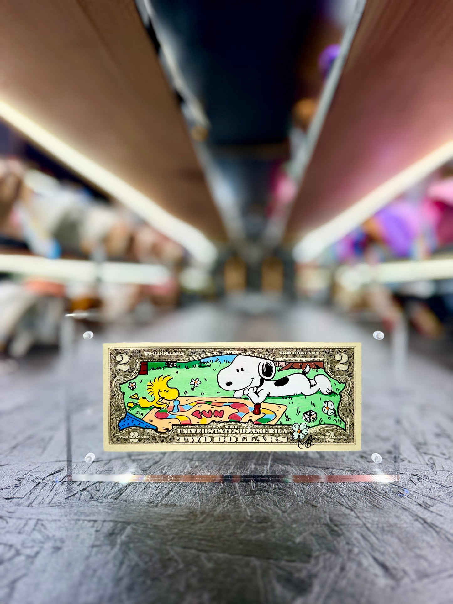 Snoopy $2 Dollar Bill Art 16.8