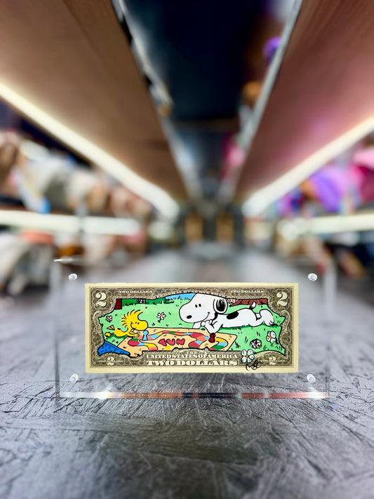 Snoopy $2 Dollar Bill Art 16.8