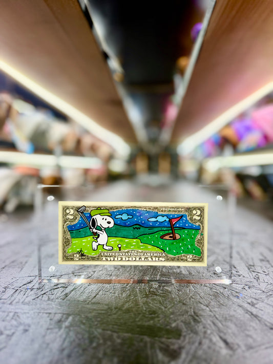 Snoopy $2 Dollar Bill Art 16.9
