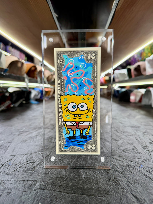 Spongebob Selfie $2 Dollar Bill Art