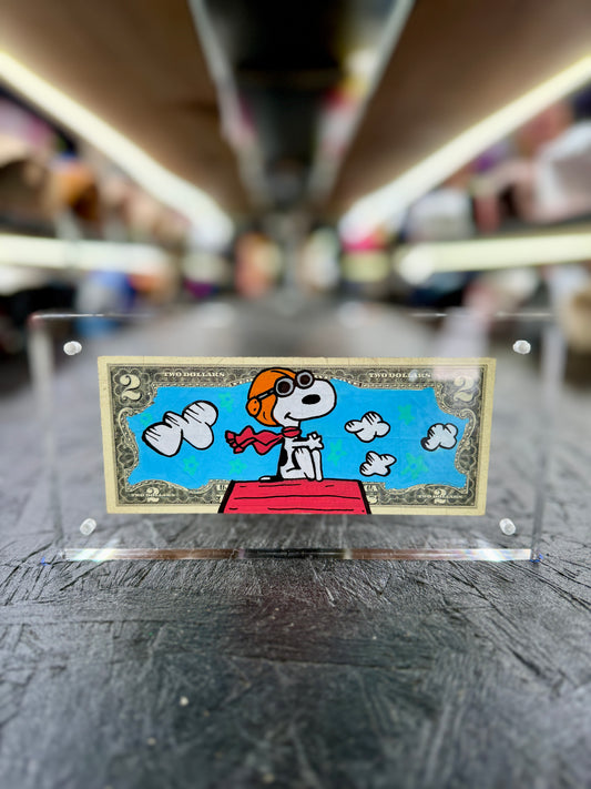 Snoopy Ace $2 Dollar Bill Art 4.0