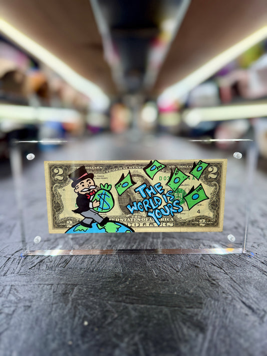 Mr Monopoly $2 Dollar Bill Art 4.0