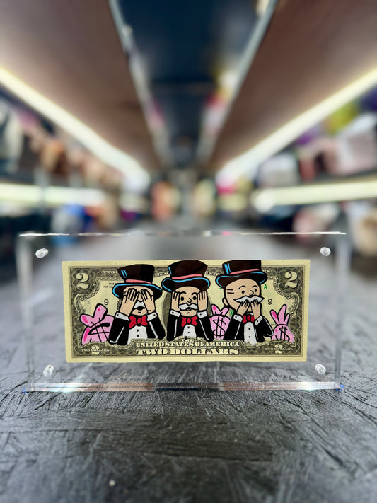 Mr Monopoly $2 Dollar Bill Art 5.0