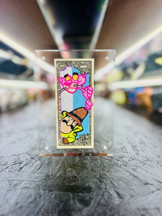 Pink Panther & Inspector Clouseau $1 Dollar Bill Art 11.7