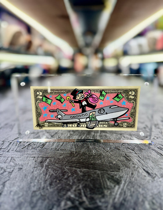Mr Monopoly $2 Dollar Bill Art 10.5